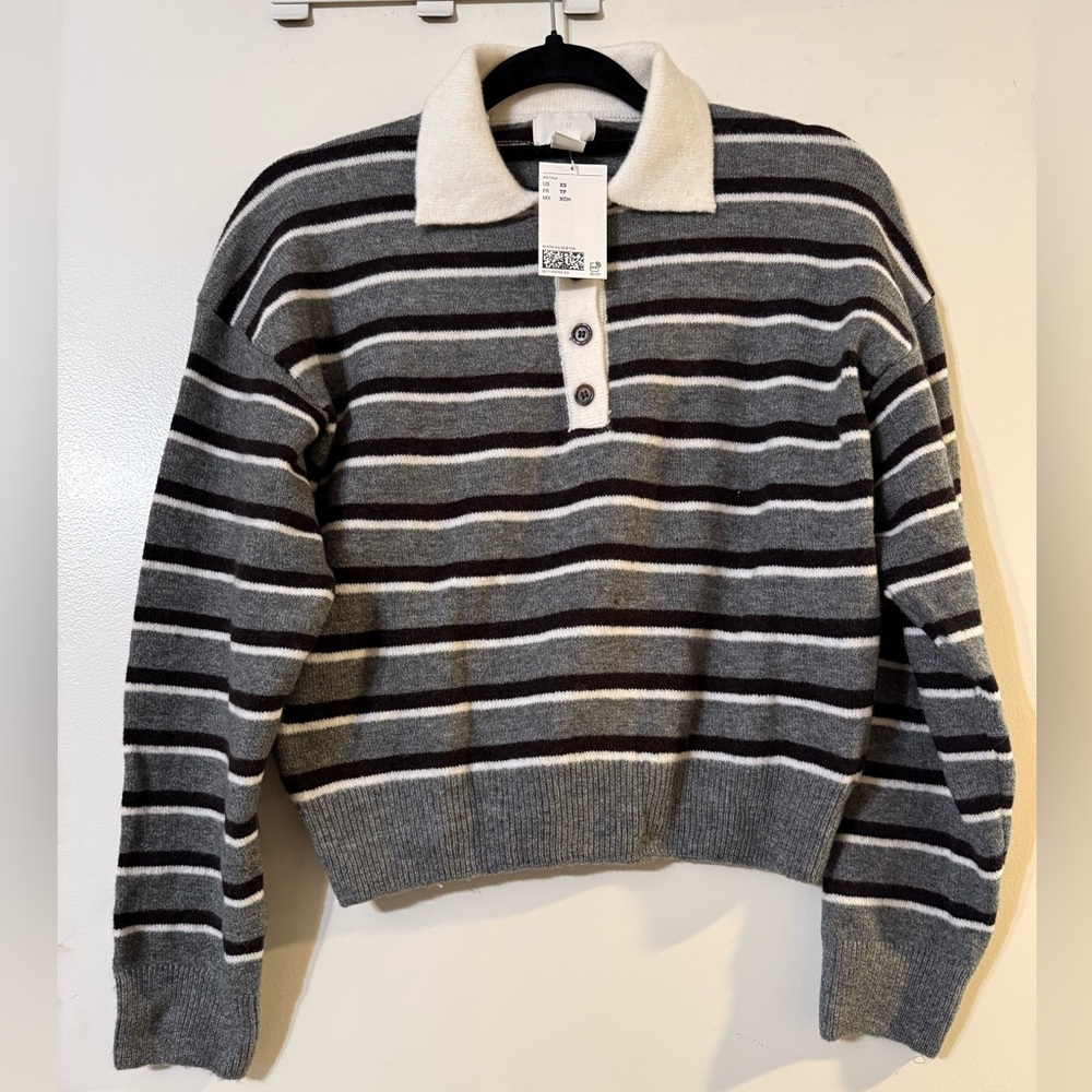 H&M Striped Polo Sweater